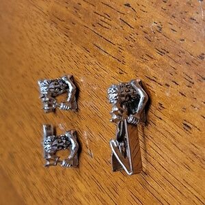 Vintage USN LSMC Poseiden Tie Bar & Cuff Links Silvertone